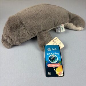 Fahlo Track a Real Manatee Plush Grey Eco-Friendly Stuffed Animal 14 Inch NWT